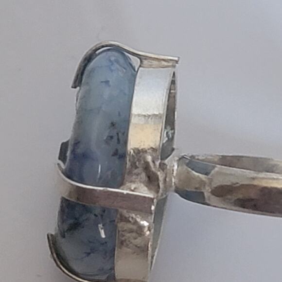 Handmade Sterling Silver Blue Druzy Quartz Ring, Size 7.5 Gemstone Jewelry - Picture 6 of 10